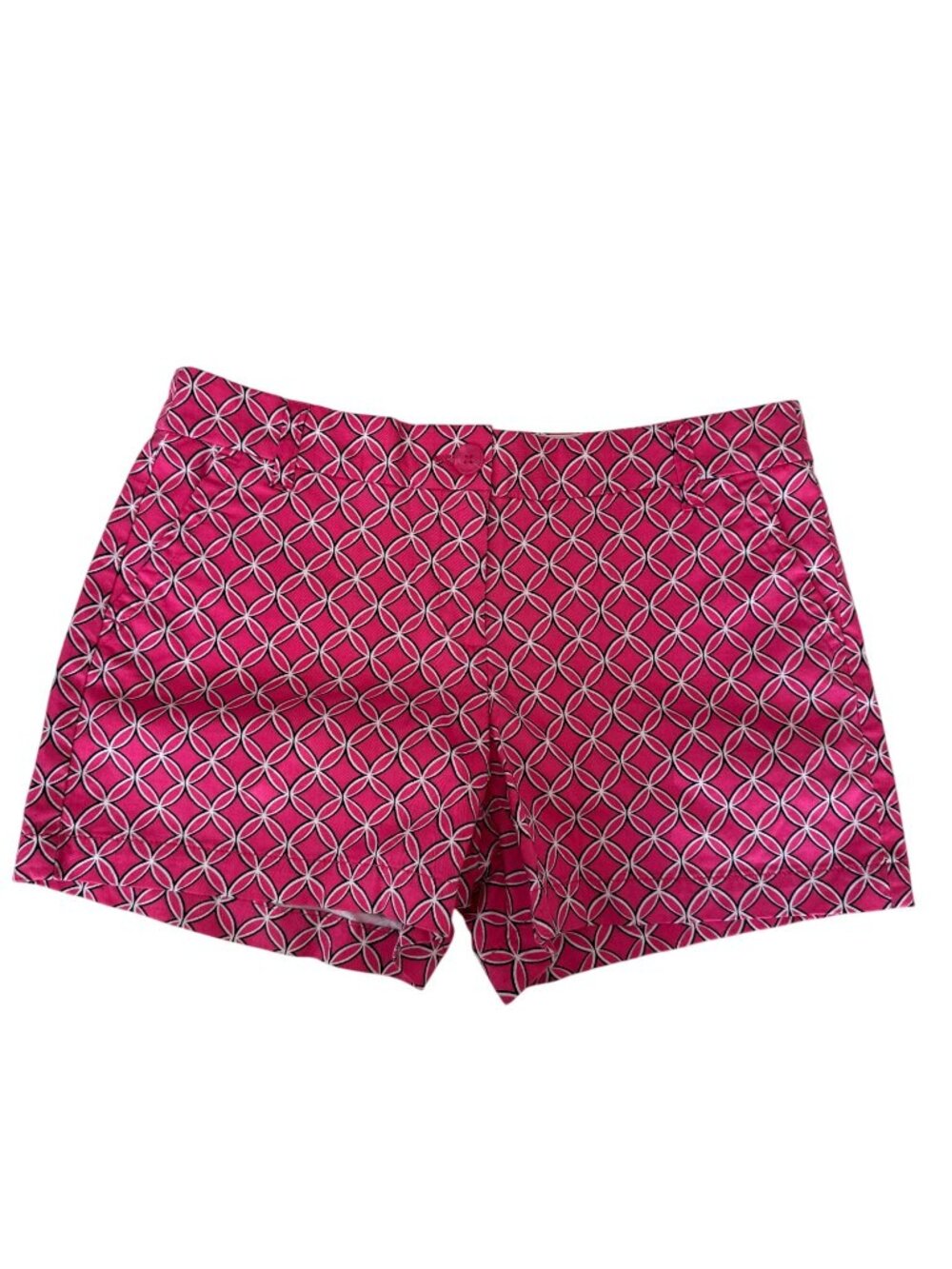 Crown & Ivy Petite 10P Regular Pink Geometric Print Shorts For Women
